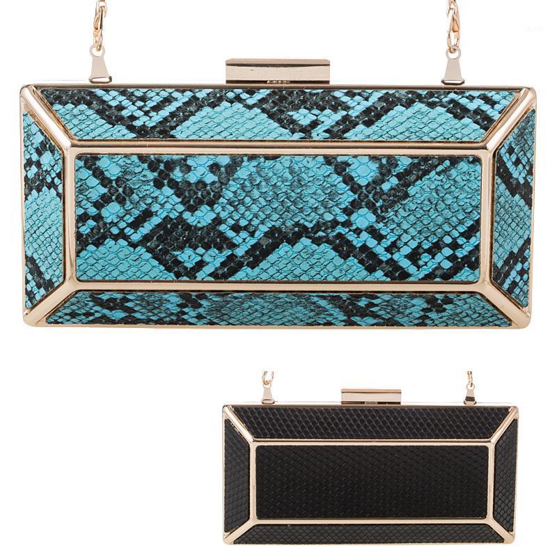 

New Fashion Sky Blue/Black 4 Colors Serpentine Evening Clutch Purses And Shoulder Handbags Christmas Gift Women Crossbody Purse1