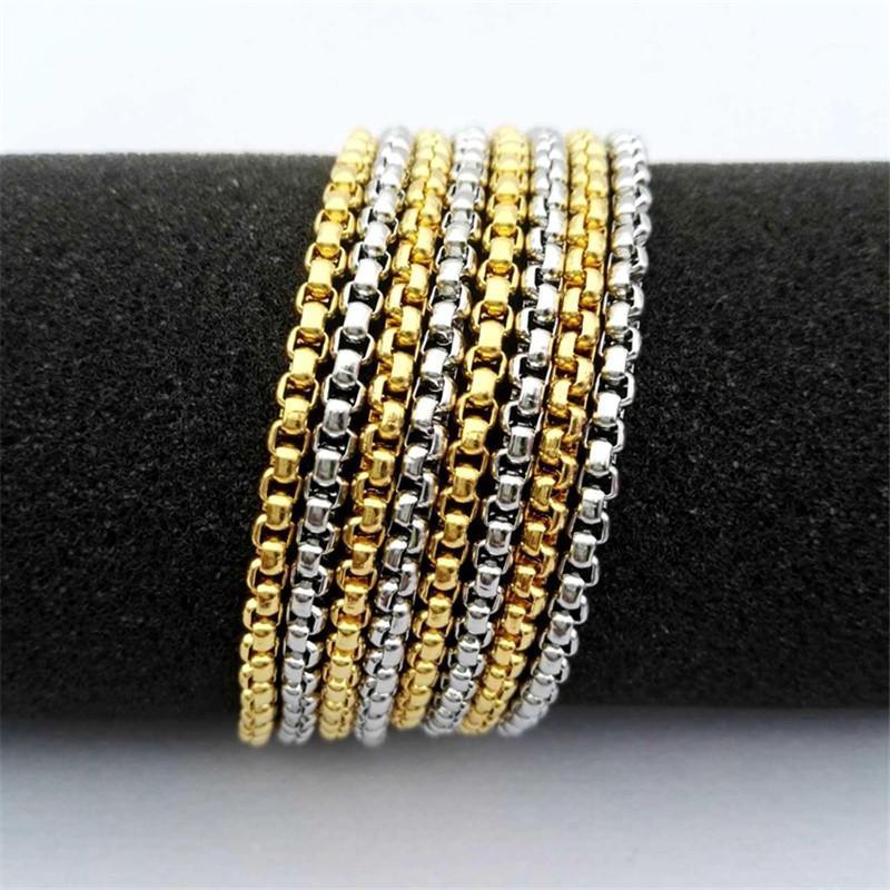 

Stainless steel chain vacuum color protection plating gold width 3mm length 61cm square pearl necklace1