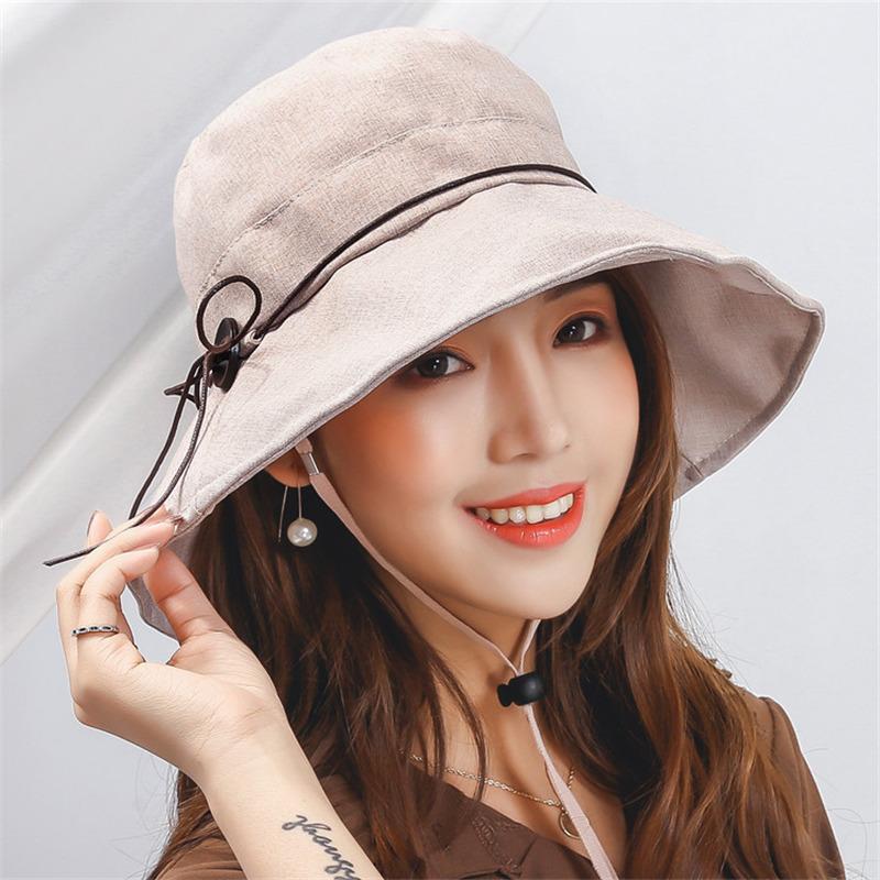 

Women Summer Wide Brim Chapeu For Girl Femme Cover Cap Sun Visor Beach Hat Caps Casual Travel Bucket Cotton Linen Sun Hat AD363, Khaki