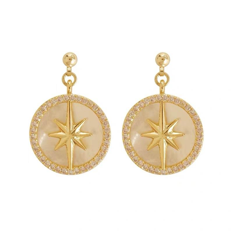 

Stud TIMEONLY Delicate Imitation Fritillary Star Earrings For Women Girls Coin Shinning Rhinestones Temperament Charms Jewellery
