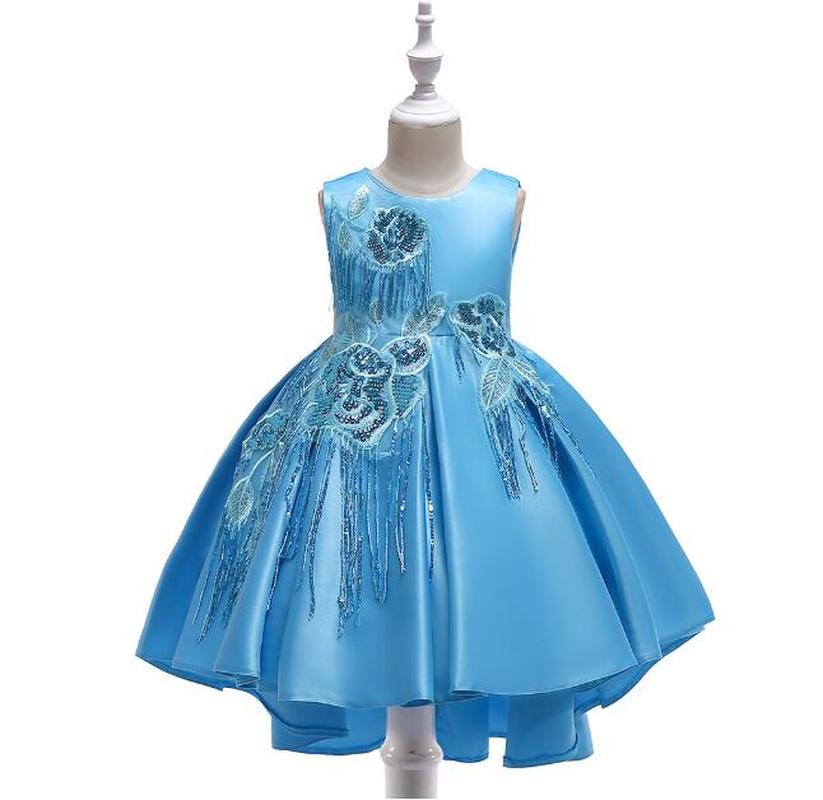 

NEW Children Girls Party Dress girl dresses sequins tassels Tuxedo Dress flower princess Holiday Wedding Valentine's Party Dress, Navy blue