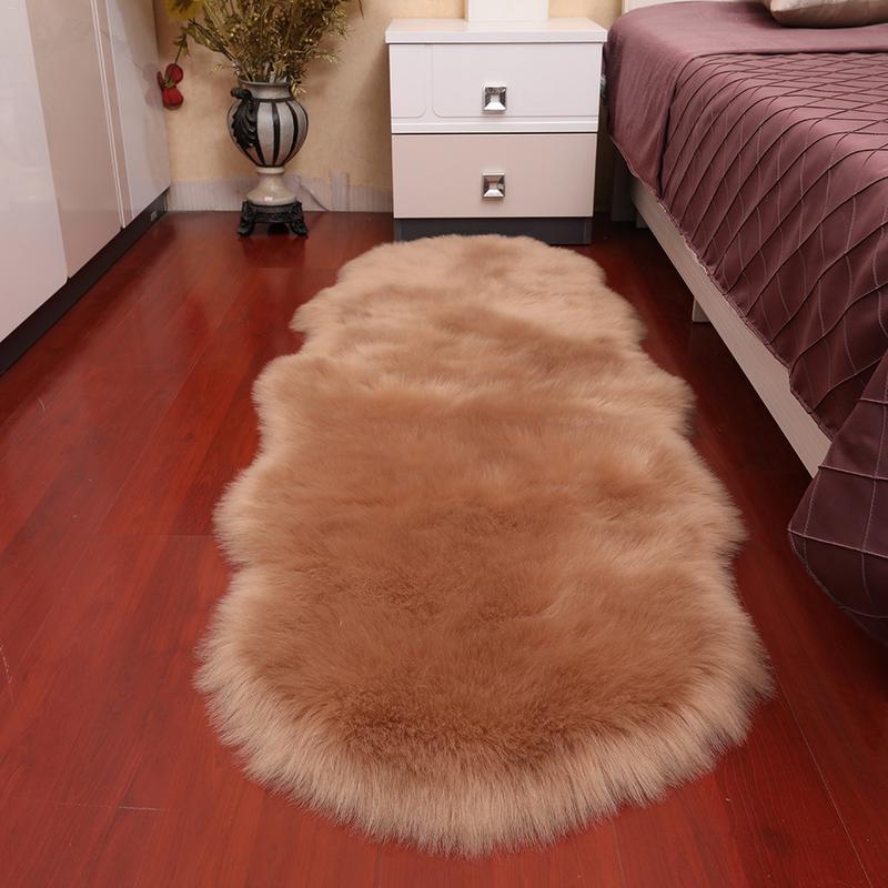 

Modern Simple Plush Carpet Bedroom Bedside Cushion Living Room Table Mat Imitation Wool Window Decoration, Pink
