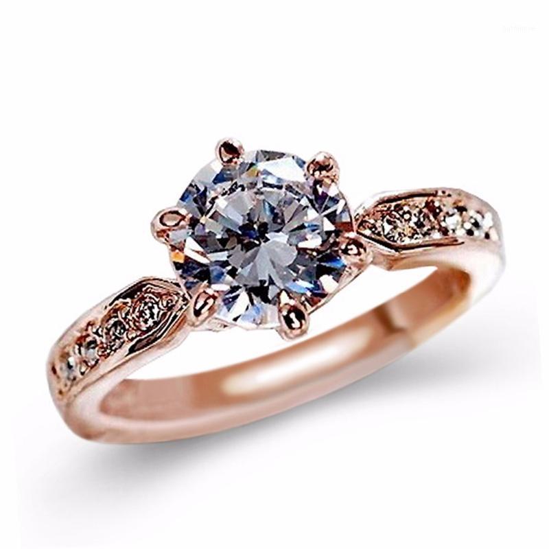 

Fashion Zircon Engagement Rings For Women Rose Gold Sliver Color Wedding Rings Female Anel Austrian Crystals Jewelry Top Quality1