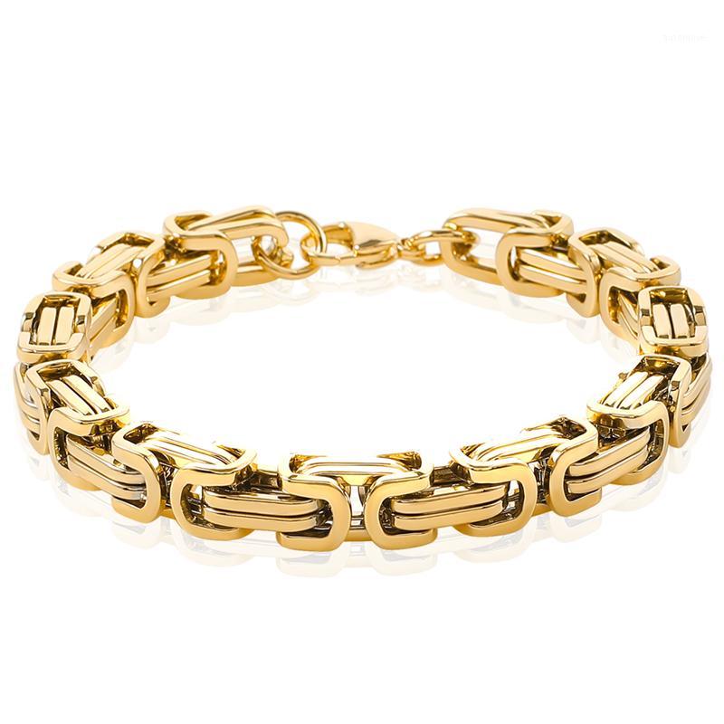 

4 Colors Fashion Good Quality Stainless Steel Wristands Male Accessories Cuban Link Byzantine Chain Bracelet For Mens Jewelry1