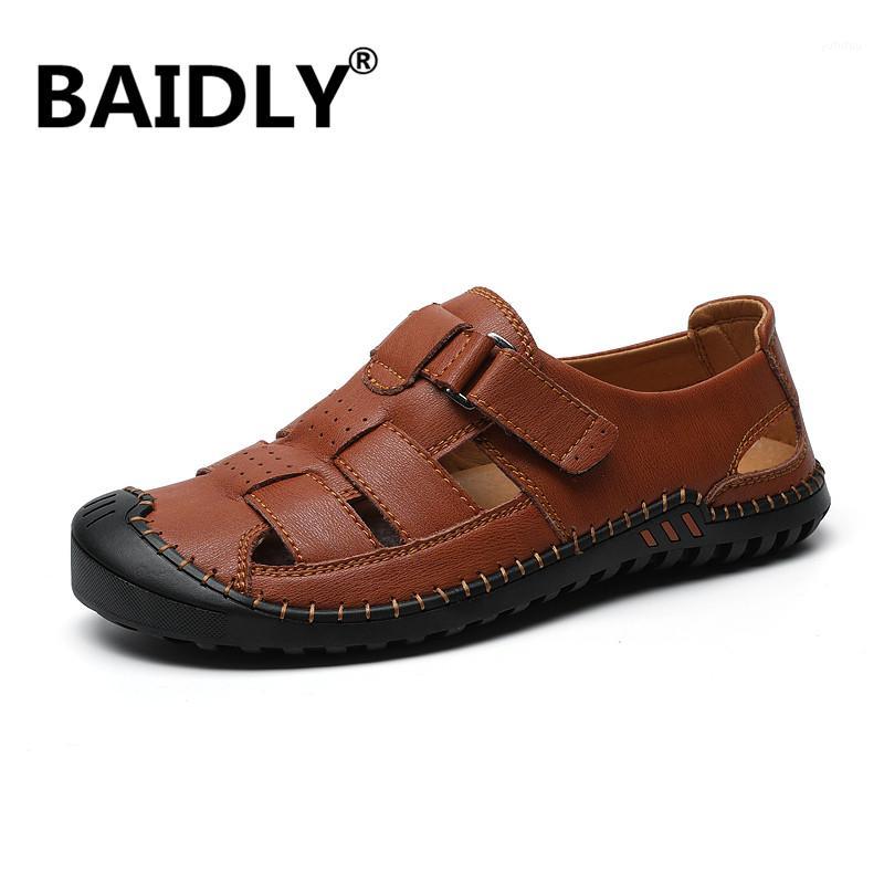 

Genuine Leather Man Sandals Summer Leather Male Beach Sandals Soft Comfortable Male Outdoor Beach Slippers Sandalias Hombre1, Black