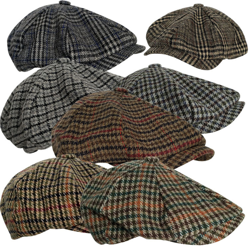 

New Newsboy Cap Beret Hat Men Women Hat Tweed Gatsby Octagonal Herringbone Vintage Ivy Hats BLM119 201113, Dark grey