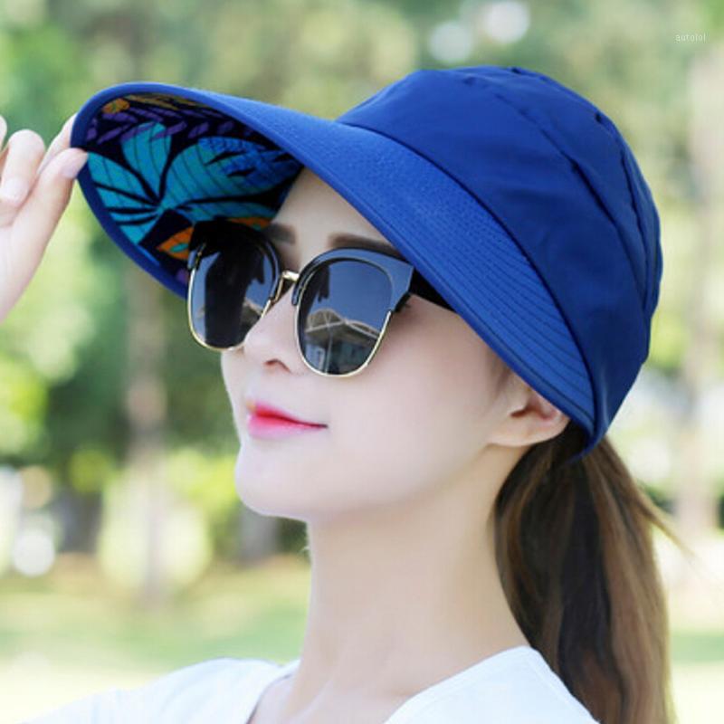 

Wide Brim Cap Summer Women Sun Protection Folding Sun Hat Ladies Girl Holiday UV Protection Hat Beach Packable Visor1, Black