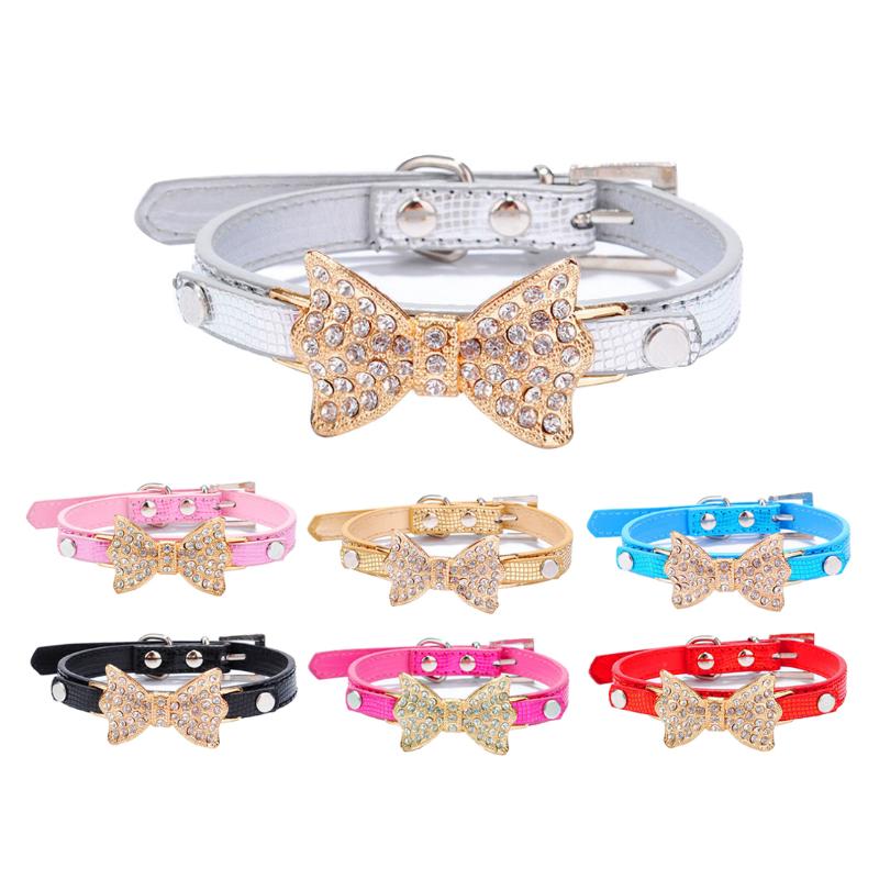 

Pretty Bling Rhinestone Pet Collar Chihuahua for dogs leash Dog Harness sets Cat Puppy pet collar gold