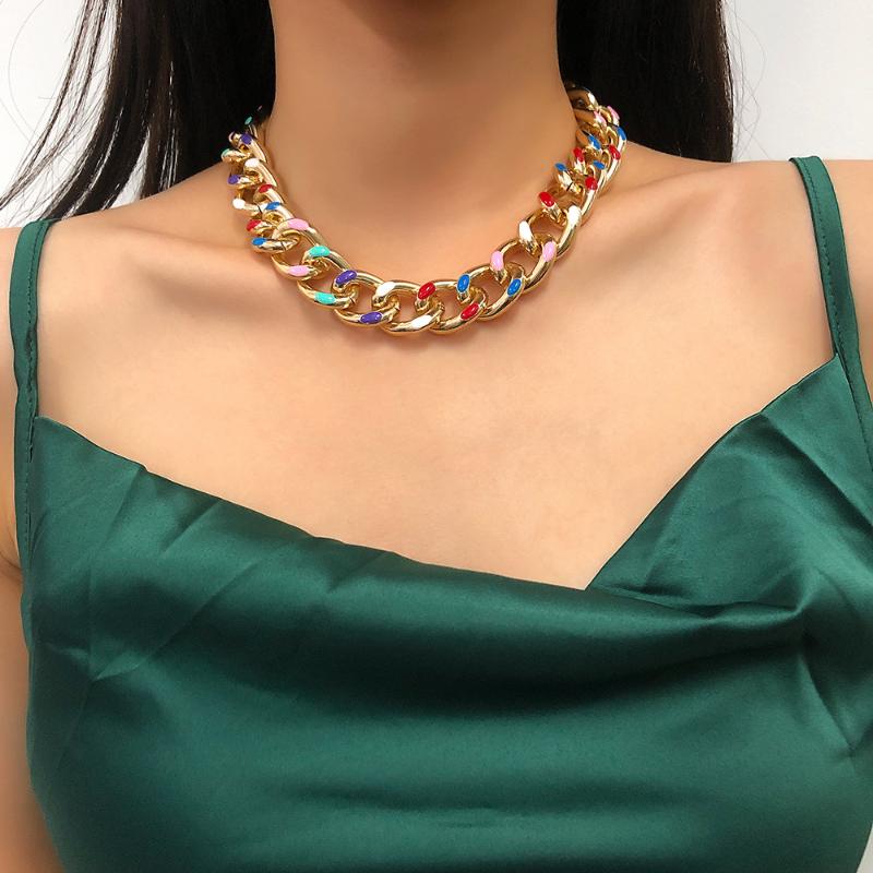 

Chokers PHYANIC Gold Color With Colorful Chunky Chain Choker Women Goth Necklace Punk Collar Statement Collier Femme Trendy Jewelry