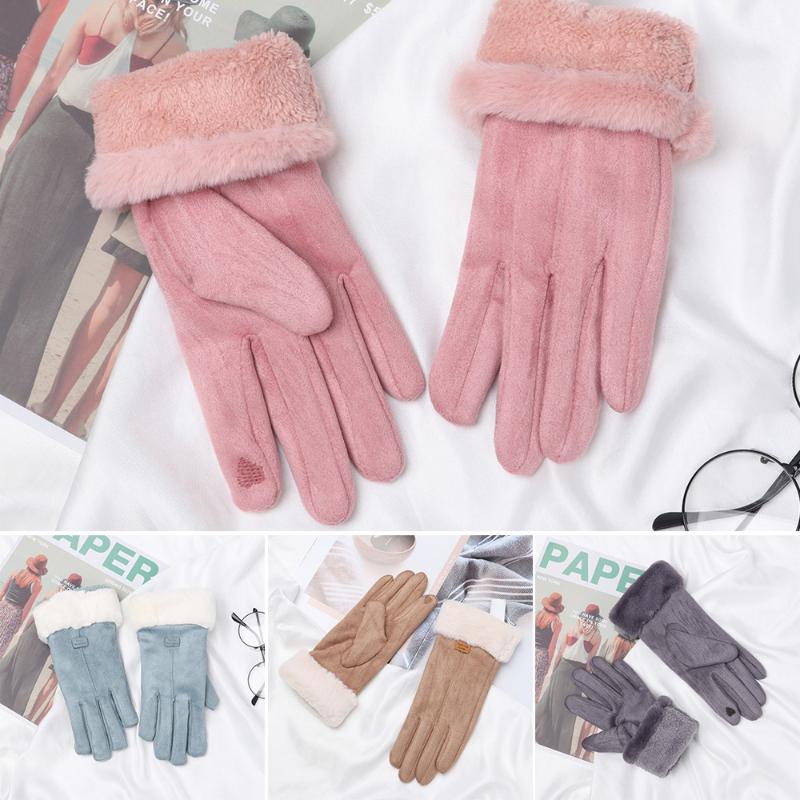 

New Fashion Women Gloves Autumn Winter Cute Furry Warm Touch Screen Mitts Full Finger Mittens Women Outdoor Sport Female Gloves