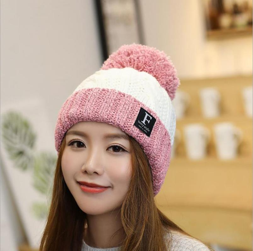 

Beanie/Skull Caps Han Edition Autumn And Winter Wool Hats Plus Velvet Thickening Warm Hat Letters Lady's Ear Protection Knitting Head, White