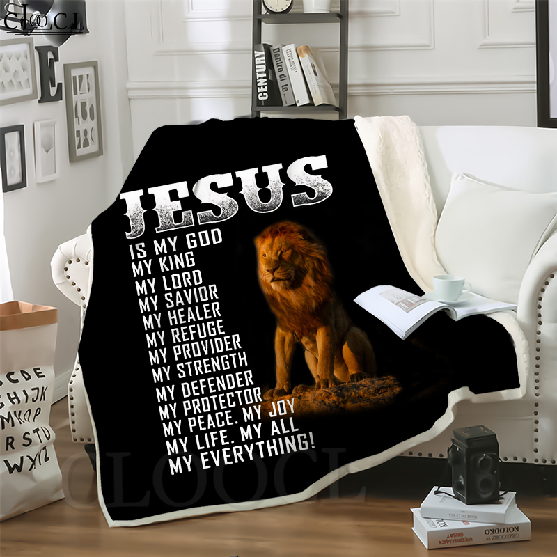 

CLOOCL Blankets Christian Jesus Lion 3D Print Sofa Travel Throw Blanket Teens Plush Quilt