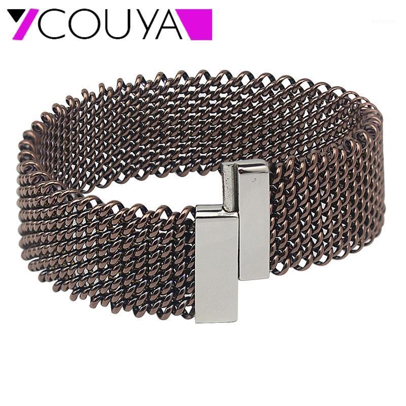 

COUYA Wide Bracelets for women Chocolate Color Vintage Cuff Weave Bangle Women's jewelry 2 Colors B10031-11