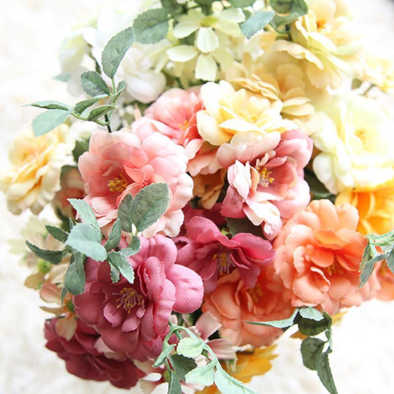 

Silk Artificial Flowers Bouquet Fake Flowers Hybrid Rose Camellia DIY Party Decoration Wedding Festival Supplies Home Decor1, Orange