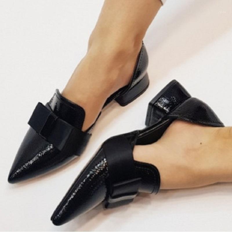 

New Women Low Heels Pumps Slip On Pointed Toe Office Shoes Ladies Summer Fashion Bow Female Black Sandals Big Size Zapatos Mujer1