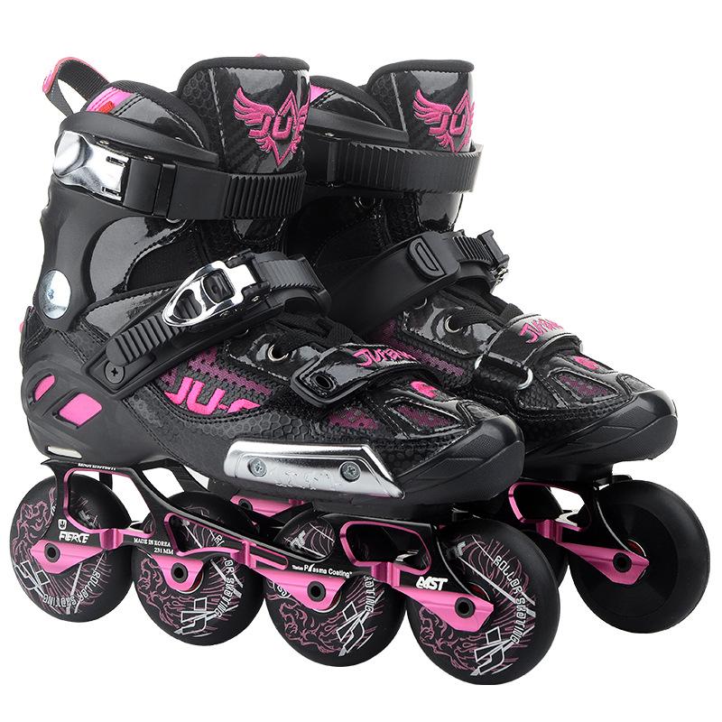 

Inline Skates Professional Adult Roller Skating Shoes Sliding Patins Sneakers Black Roller Skating Shoes For Men And Women, Black pink