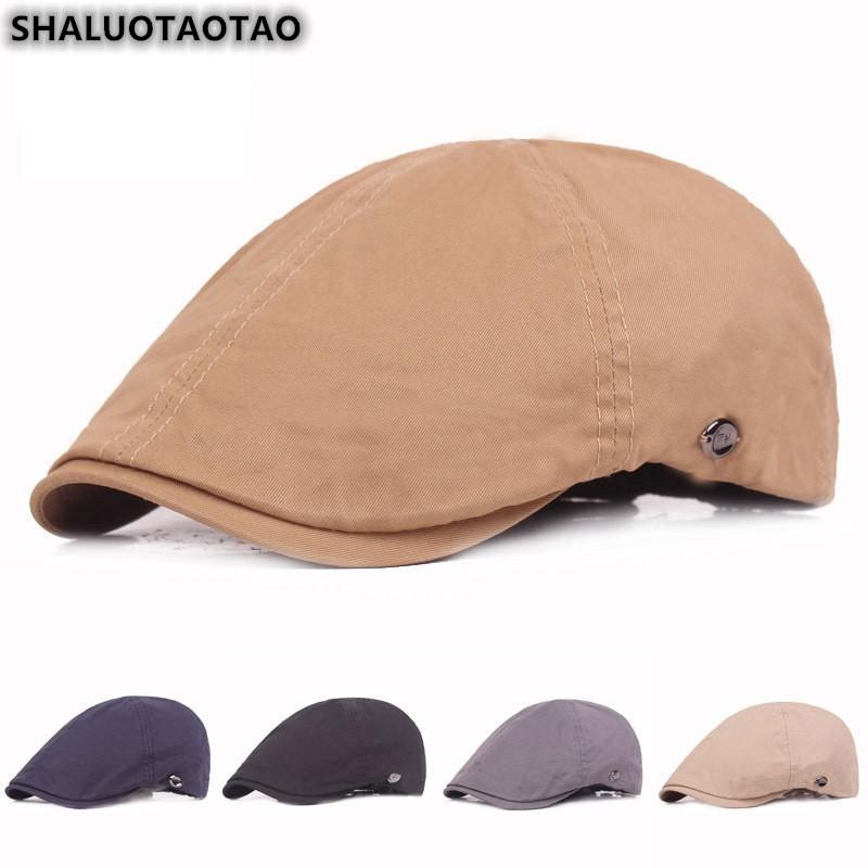

SHALUOTAOTAO Men's Hat Snapback Spring New Fashion 100% Cotton Berets Simple Leisure Personality Brands Tongue Cap Gorra Hombre, Black