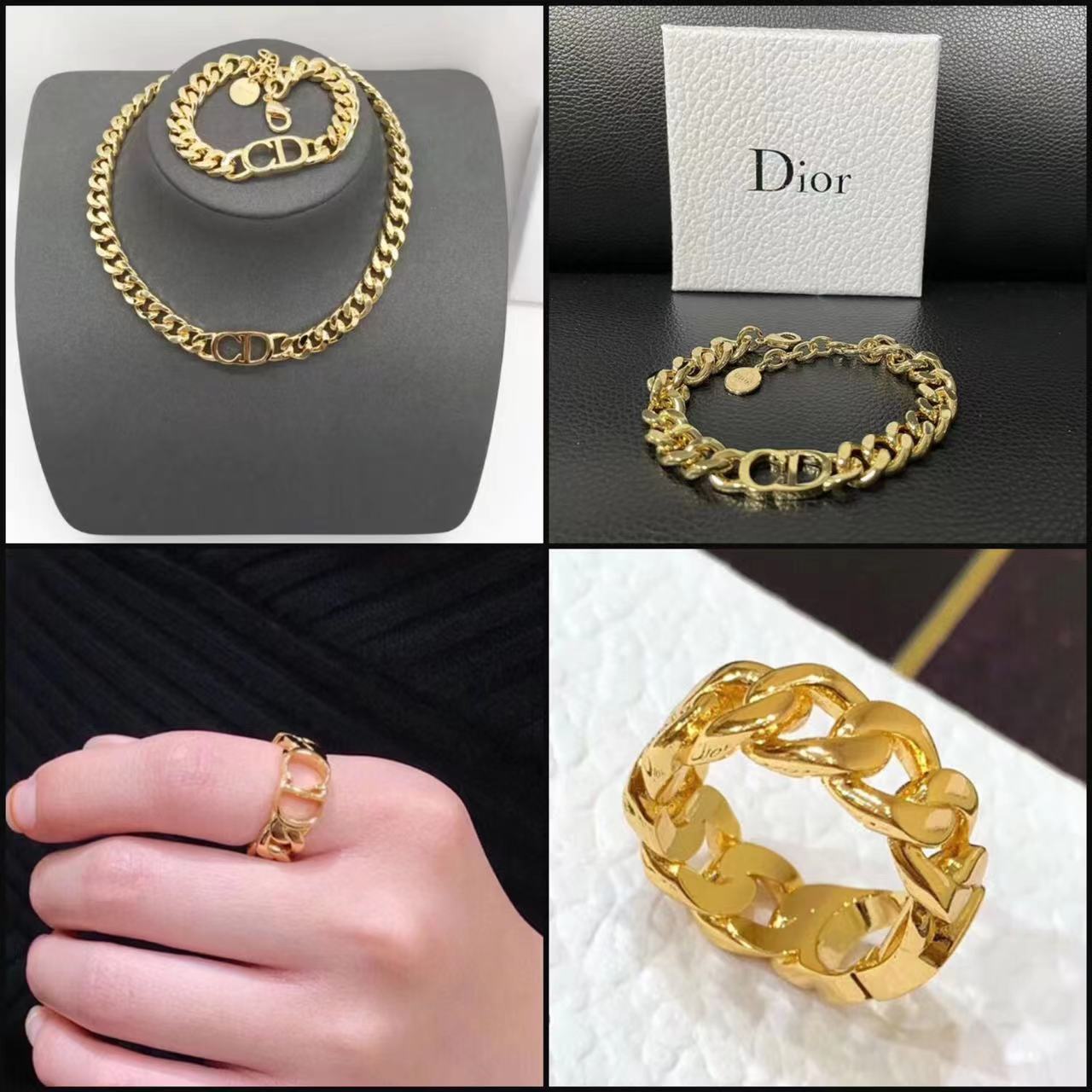 

1:1 DUPE Pendants D-i-o-r Golden Classic Fashion Punk Hip Hop CD Necklace & Bracelet for Men Women X12311