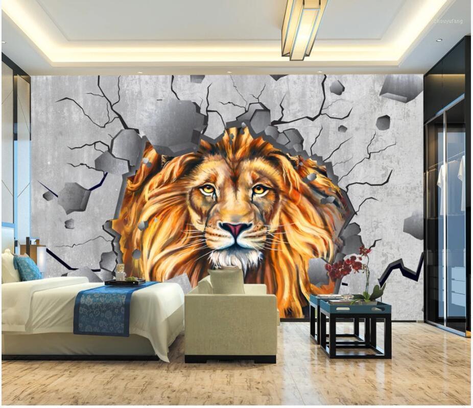 

Wallpapers Custom Po 3d Wallpaper Zoo Golden Lion Brick Wall Children's Room Home Decor Murals For Walls 3 D