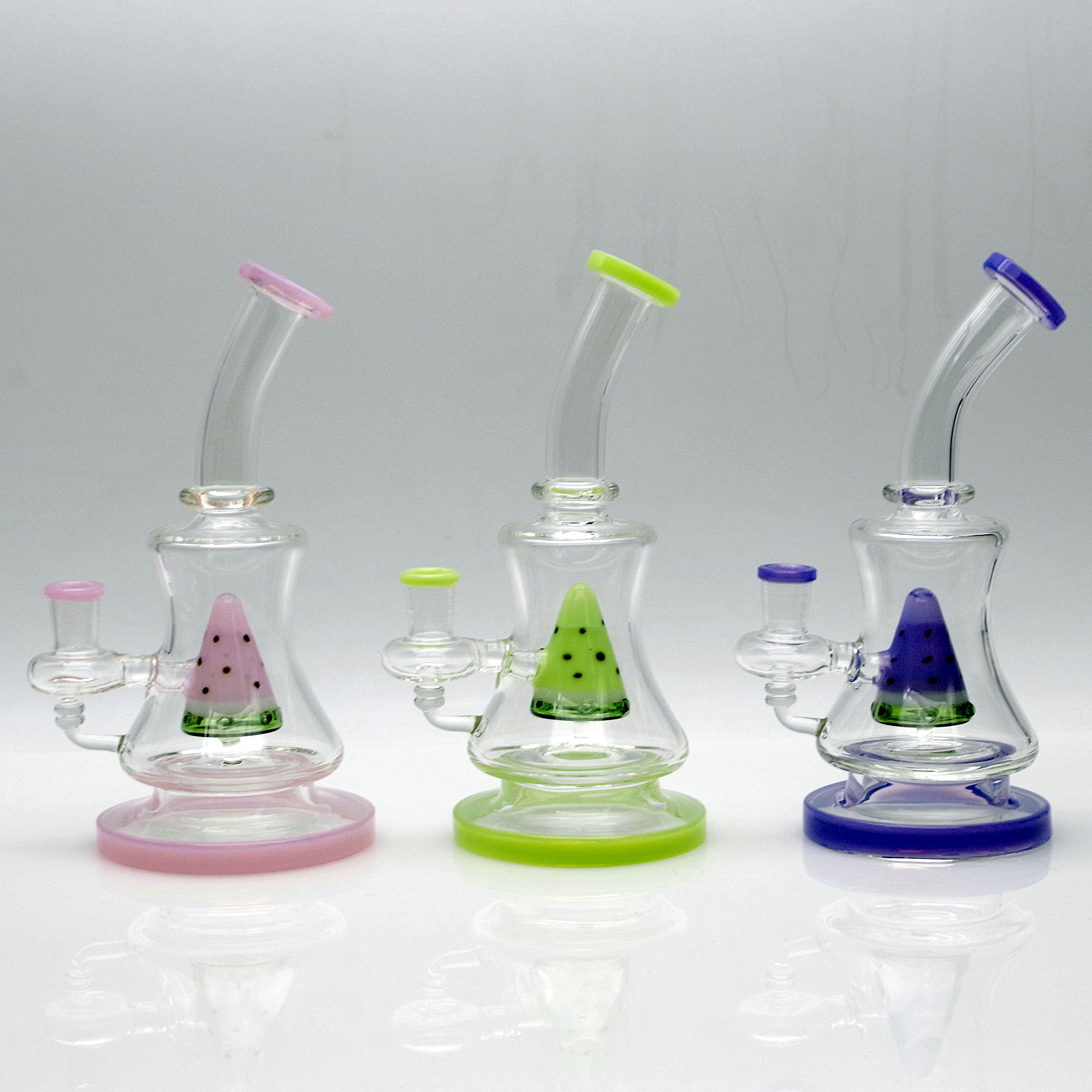 

8.7inch Unique Glass Bong Watermelon Perc Bongs Heady Smoking Pipe Recycler Dab Rigs with 1 bowl and 1 Quartz Banger for gift