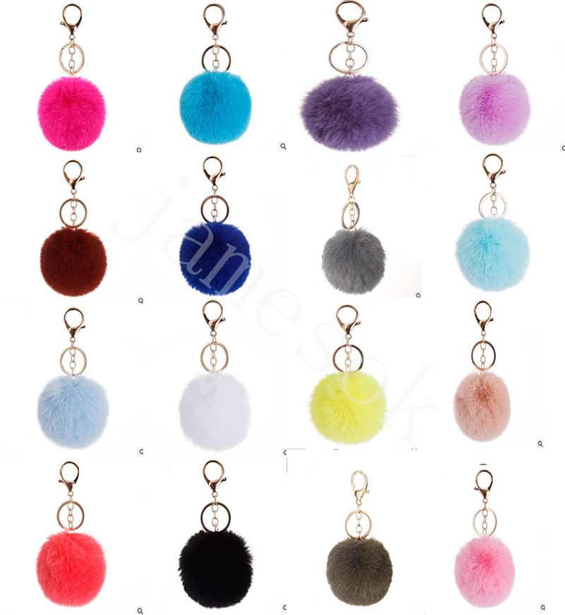 

37 Colors 8cm Imitate Rabbit Fur Ball Keychain Pom Pom Car Keychain Handbag Keychain Fluffy Faux Rabbit Fur Key Ring DB187