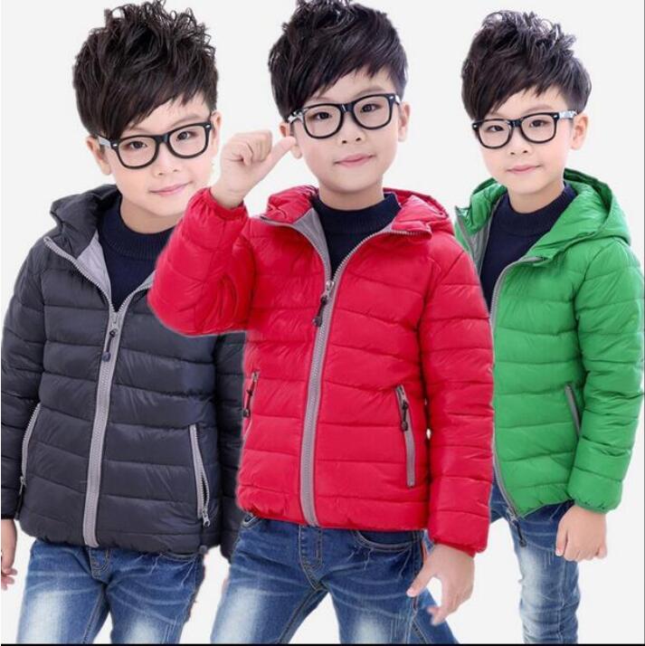 

2021 New Arrivals Children Hooded Down Coat Jacket Autumn Winter Boys Girls Cotton-padded Parka & Coats Thicken Warm Jackets Kids Outwear 100-150cm, Blue;gray