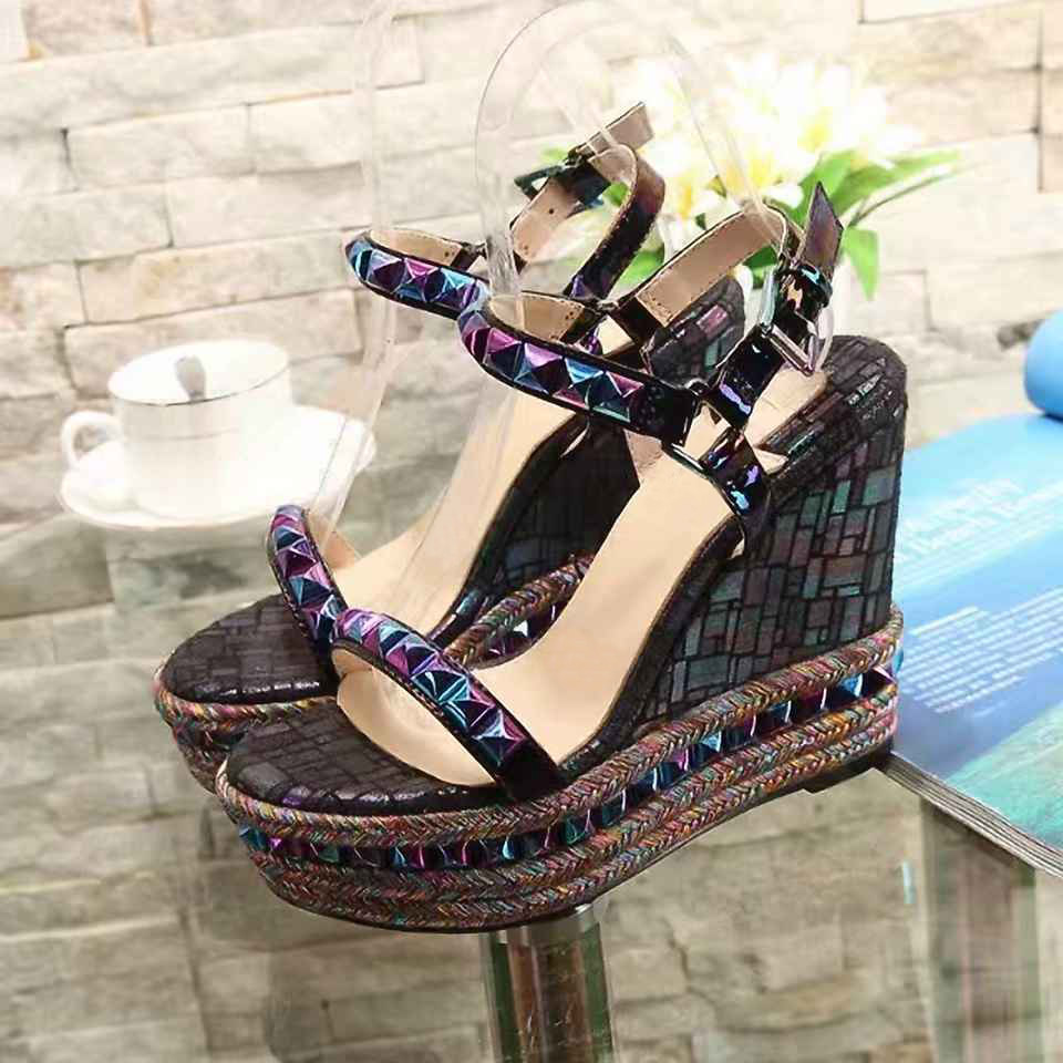 

2021 women leather stud sandals T-strap sandal summer High Heels rivets shoes Ladies Sexy party shoes 6.5cm 12cm with box top quality, 22