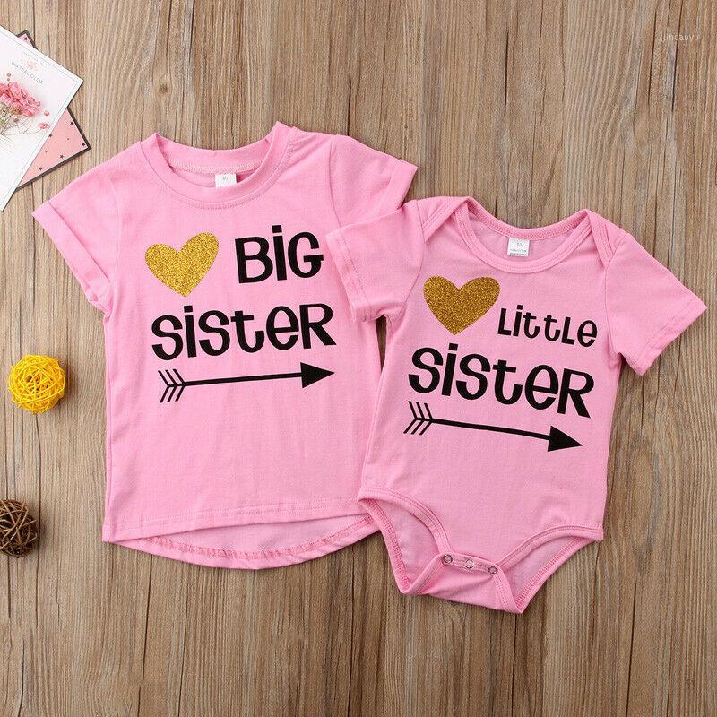 

0-6Years Sisters matching Outfits Little sister and big sister printed T-Shirts/Bodysuits1, Bodysuits 3m
