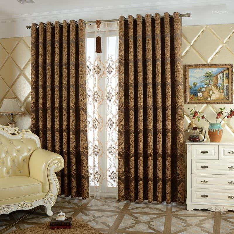

Thick Chenille Jacquard Blackout Curtain Fabric European Curtains for Living Room Chenille Jacquard Curtain Fabric1