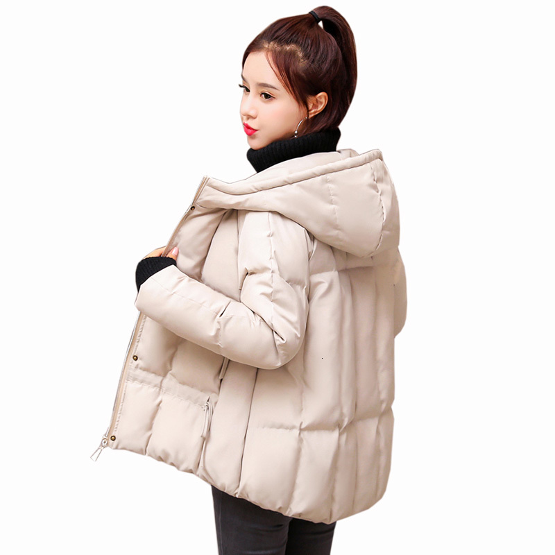

2021 New Women Fall Winter Hot Cotton Jacket Short Outerwear Fashion with Hood Parkas Feminine 97Z6, Black