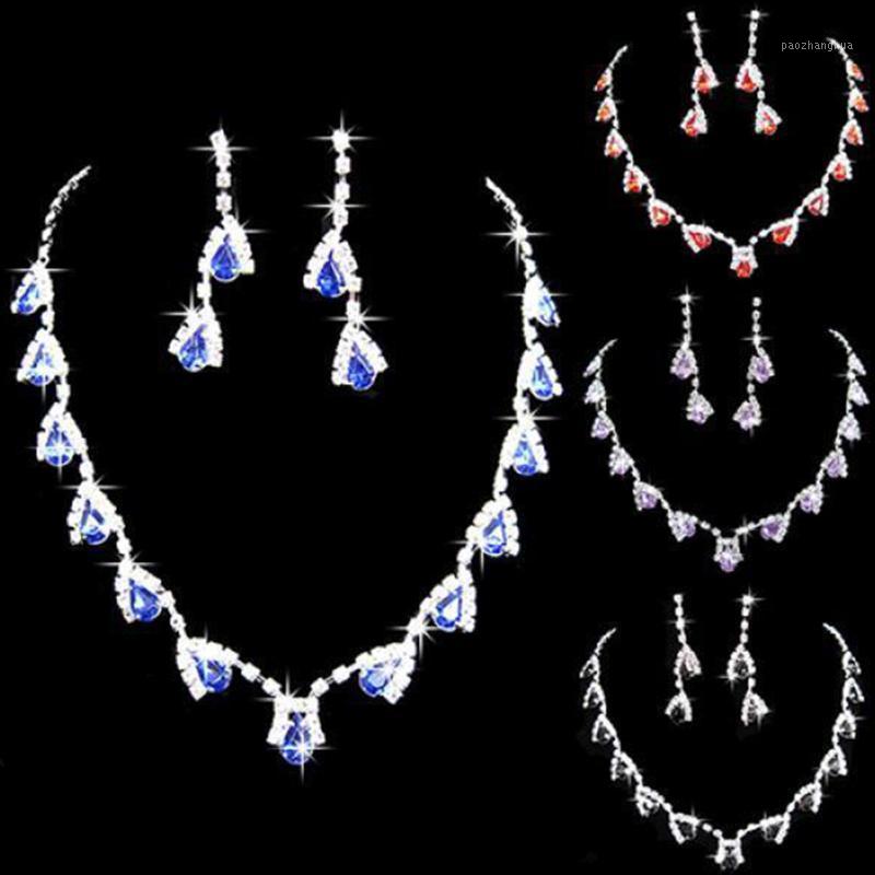 

Earrings & Necklace 2022 Trendy Women Dazzling Cubic Zirconia Crystal Pendant Bridal Jewelry Set Accessory Xmas Gift, Silver