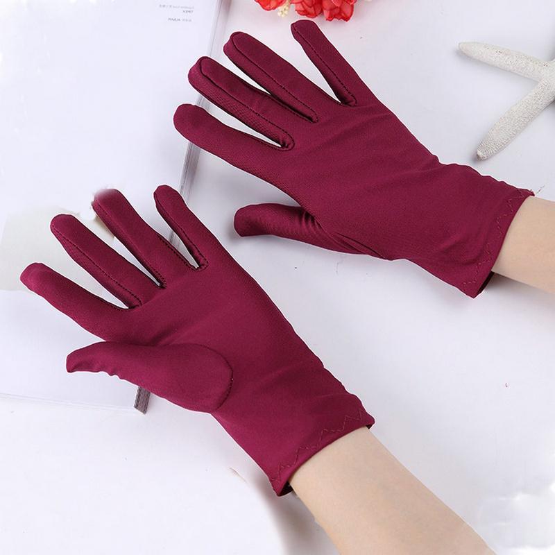 

1 Pair Solid Color Spandex Performance Gloves Sunscreen High Elasticity Etiquette Thin Short Gloves Women Men Mittens Guantes