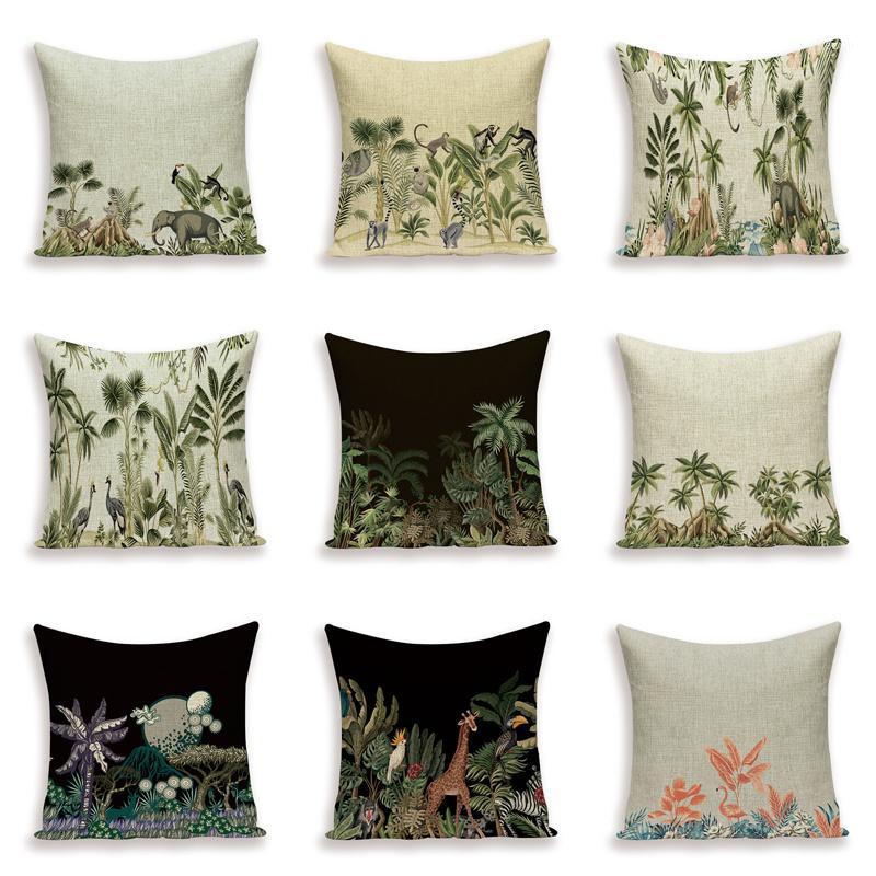

Tropical Cushions Cover Covers Jungle Flamingo Home Decoration Plant Pillow Elephant Linen Pillow Case Sofa Cushion Funda Cojin1, L1719-9