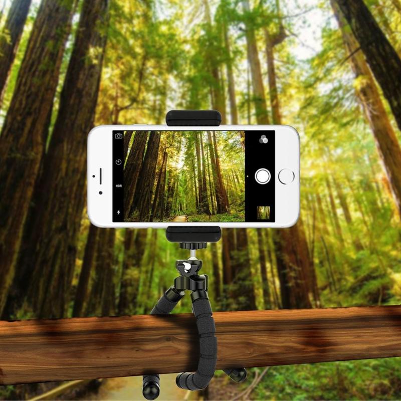 

Flexible Sponge Octopus Mini Tripod With Bluetooth Remote Shutter for mini Camera Tripod 3.55-6 inches Phone Holder Clip