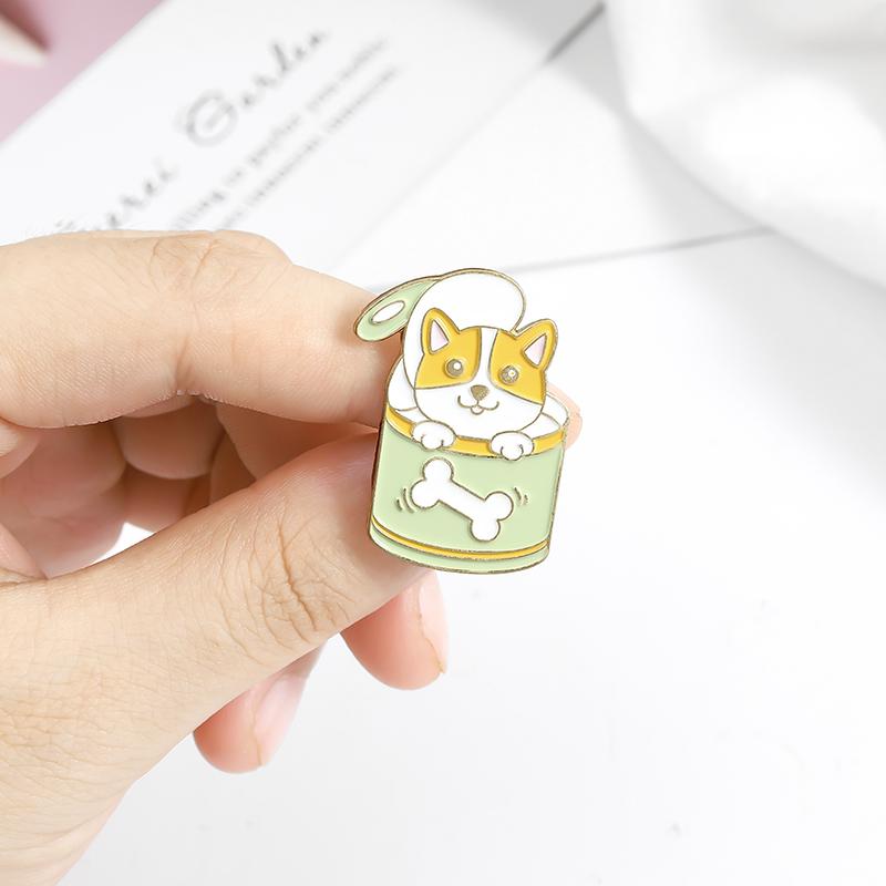

Pins, Brooches 2022 Cute Dog Enamel Pin Donut Picnic Basket Brooch Cup Cartoon Lapel Badge Gifts For Friends Who Like Dogs