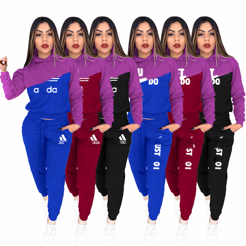 

Womens 2 Two Piece Set Outfits Tracksuits Winter Hoodies Coats Pants Jacket plus size Fashion Casual Ladies sportswear Streetwear clothes, White