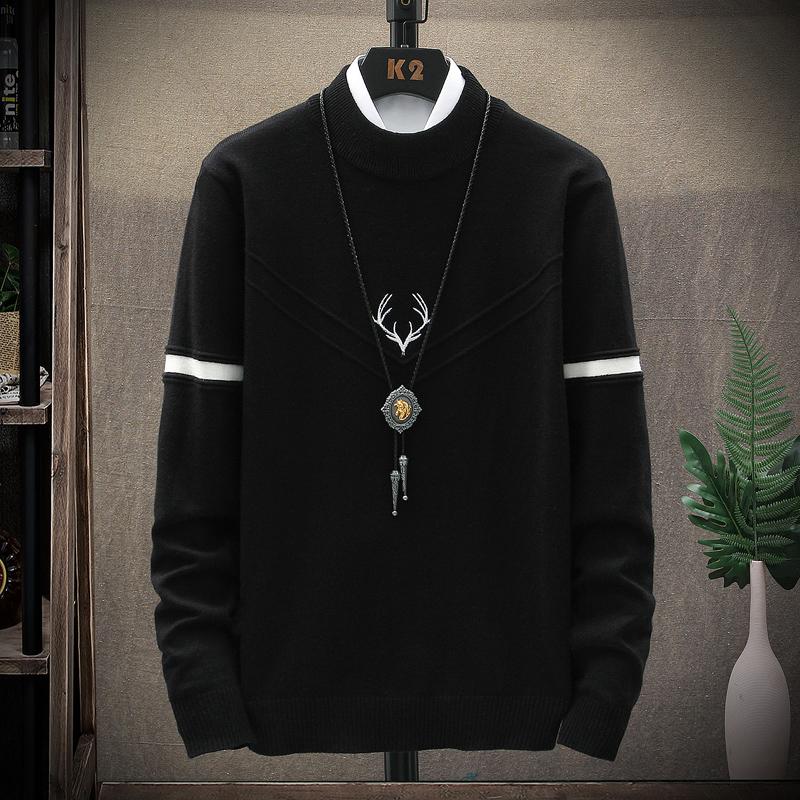 

Sudadera Eestilo Hip Hop Con Estampado De Ciervo Para Hombre, Suéteres De Navidad Con Cuello Alto, Jersey Ajustado Para Hombre 2, Black