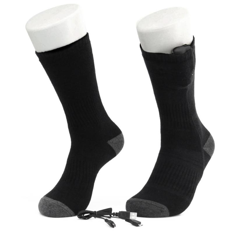 

Thermal Heated Socks Sport Ski Socks Winter Foot Warmer Electric Warming Sock USB Rechargable Battery For Wife Daughter Gift, Black