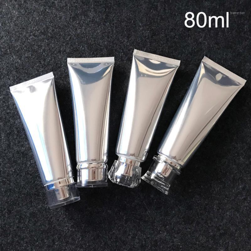 

Free Shipping 80ml Silver Aluminum Plastic Soft Bottle Empty 80g Cosmetic Cream Tube Facial Cleansing Lotion Packaging Container1