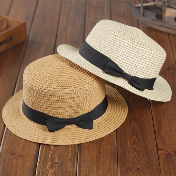 

Wide Brim Hats Solid Summer Women Straw Hat Fashion Chapeau Paille Lady Sun Boater Wheat Panama Beach Chapeu Feminino Caps, Black