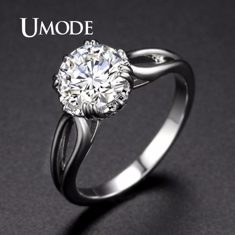 

UMODE Modern Engagement Wedding Rings for Women Female Fashionable Crystal Stone Finger Jewelry Accessories anillos mujer UR0405