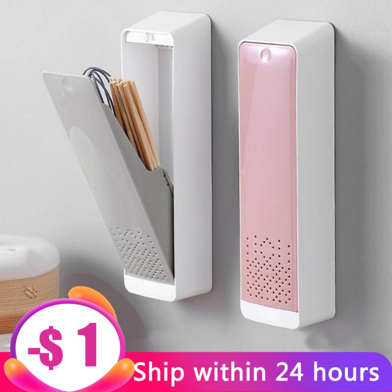 

Kitchen Storage box dust cover storage box with lid household chopstick tube wall hanging creative put spoon chopsticks shelf