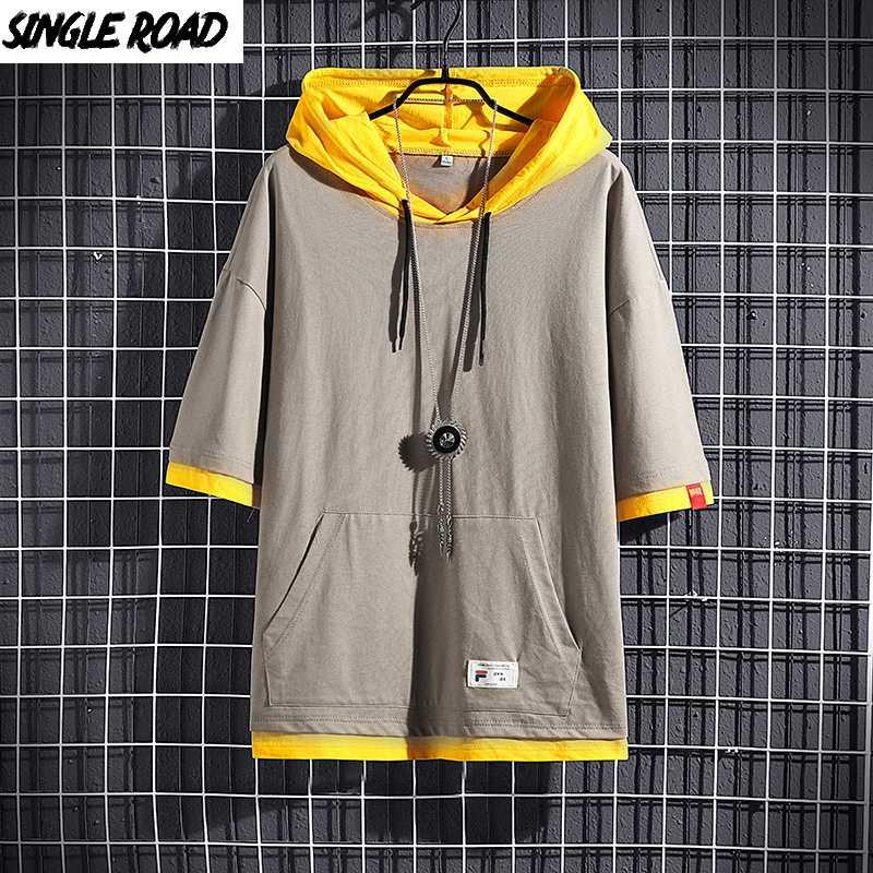 

SingleRoad Man's Hoodies Men 2020 Summer Top Patchwork Oversized Harajuku Japanese Streetwear Casual Plain Hip Hop Hoodie Men, Grey hoodies men