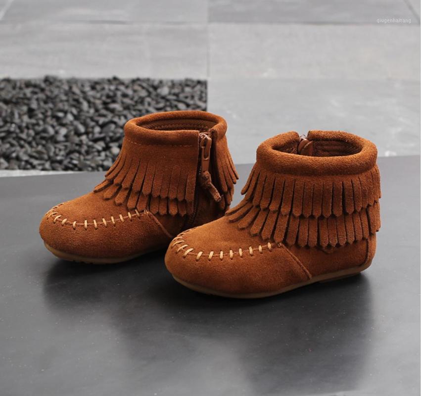

Baby Girl Shoes 2020 spring and autumn new children's leather fashion tassel boots girls baby cowhide short boots cashmere1