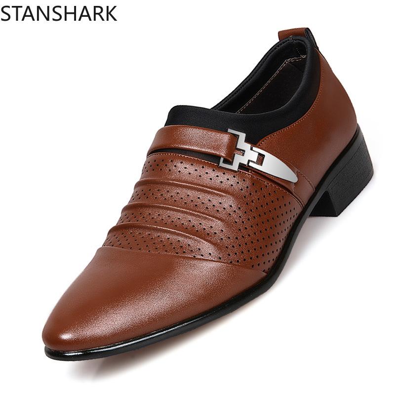 

Men's Hollow Out Breathable Oxford Formal Dress Shoes Men PU Leather Business Wedding Loafers Zapatos Hombre Plus Size 37-48, White