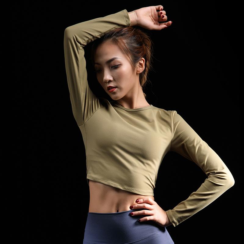 

2020 Women Latin Dance Tops Sports Wear Yoga Clothing Long-Sleeved Latin Dance Costumes Quick-Drying Yoga Gym Training Clothes, Black