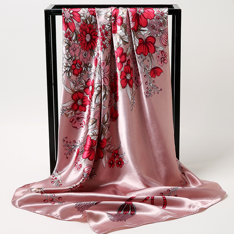 

Small silk scarf female imitation silk large square bundle retro spring and autumn square scarf wholesale
