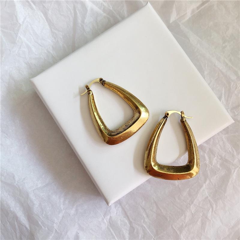

SRCOI Copper Gold Color Square Hoop Earrings For Women Girl Classic Retro Fashion Geometric Earring Punk Party Jewelry