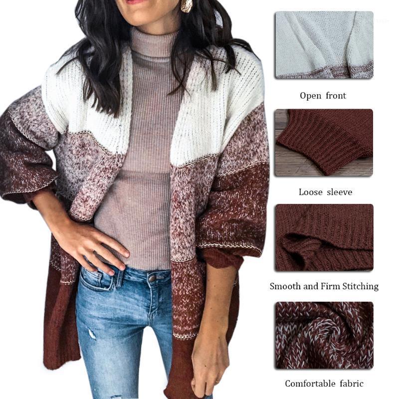 

Womens Long Sleeve Open Front Chunky Warm Hollow Cardigans Pullover Sweater1, Khaki