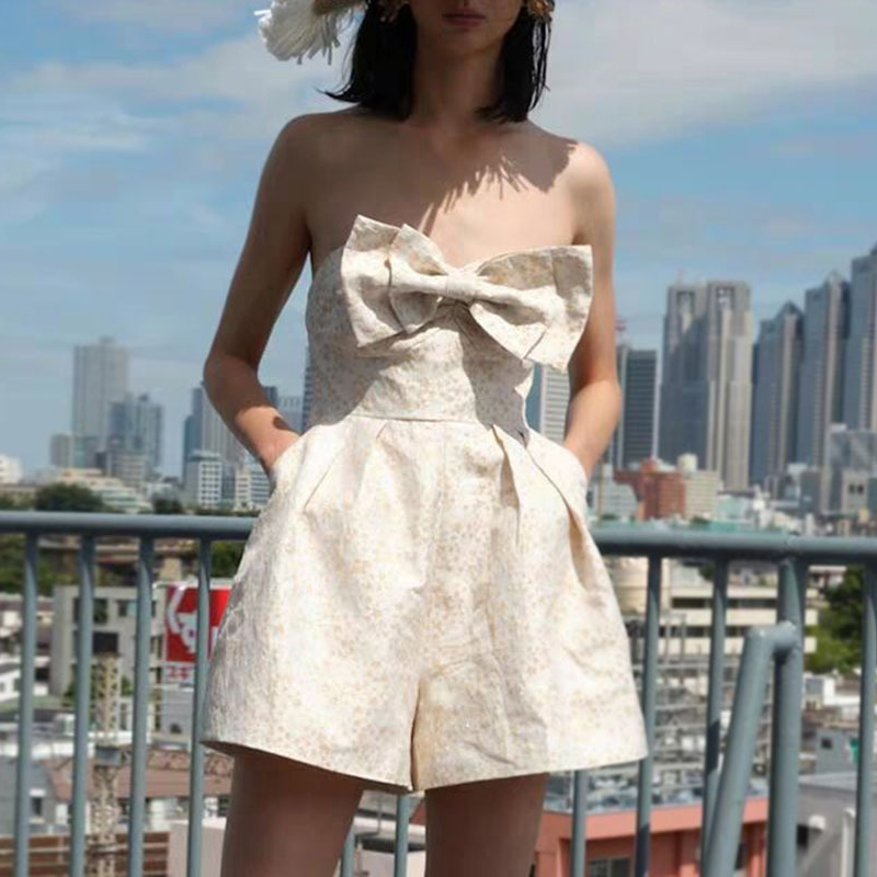 

Women Jumpsuits Spring / Summer 2020 New Jumpsuit Bow Decoration Women's Strapless Loose Jumpsuit T200704, White